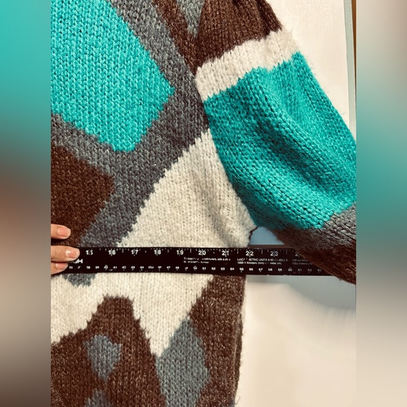 Vtg Chunky oversized cardigan multi colored abstract artsy - Picture 8 of 8